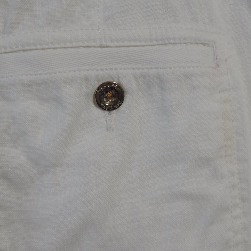 Lilly Pulitzer Beach Pants Sz 12 White Linen Wide Leg Pull On Drawstring Pockets - Picture 11 of 14